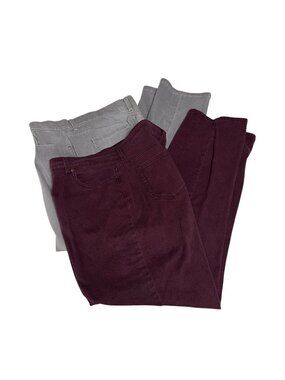 2-Gloria Vanderbilt Amanda Womens Stretch Jeans Size 18 Maroon & Grey Slim Fit